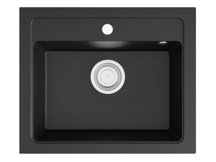 Zlewozmywak granitowy jednokomorowy 58x48 cm Darfor DG016  czarny