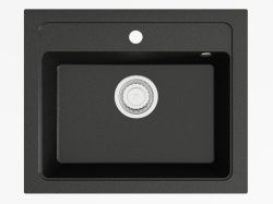 Zlewozmywak granitowy jednokomorowy 58x48 cm Darfor DG016  czarny nakrapiany