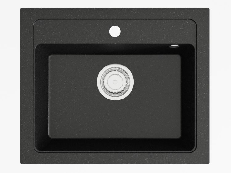 Zlewozmywak granitowy jednokomorowy 58x48 cm Darfor DG016  czarny nakrapiany
