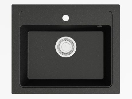 Przejdź do produktu Zlewozmywak granitowy jednokomorowy 58x48 cm Darfor DG016 czarny nakrapiany
