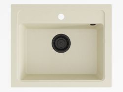 Zlewozmywak granitowy jednokomorowy 58x48 cm Darfor DG016 jaśmin z czarnym syfonem