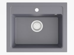 Zlewozmywak granitowy jednokomorowy 58x48 cm Darfor DG016 grafit z syfonem chrom