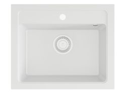 Zlewozmywak granitowy jednokomorowy 58x48 cm Darfor DG016 biały