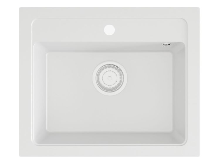 Zlewozmywak granitowy jednokomorowy 58x48 cm Darfor DG016 biały