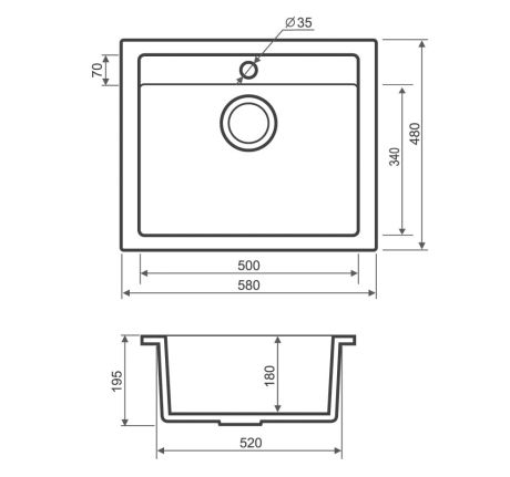Przejdź do produktu Zlewozmywak granitowy jednokomorowy 58x48 cm ze złotą baterią i złotym syfonem Darfor DG016+zs+bz biały