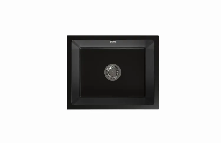 Zlewozmywak granitowy jednokomorowy 56x46 cm Darfor DG020  czarny