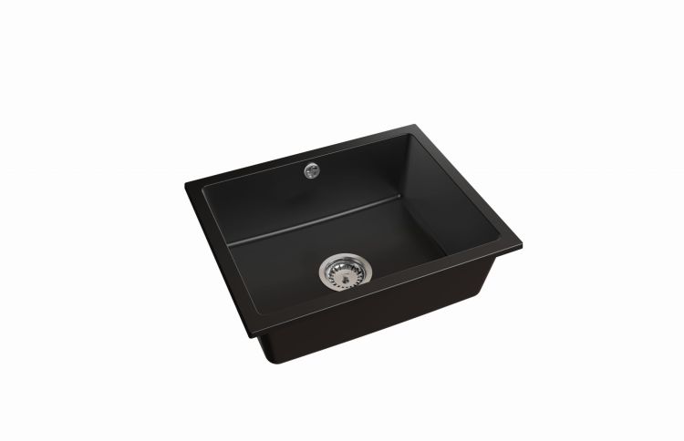 Zlewozmywak granitowy jednokomorowy 56x46 cm podwieszany Darfor DG020/P czarny