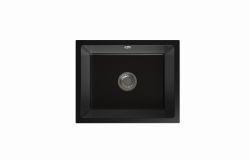 Zlewozmywak granitowy jednokomorowy 56x46 cm podwieszany Darfor DG020/P  czarny