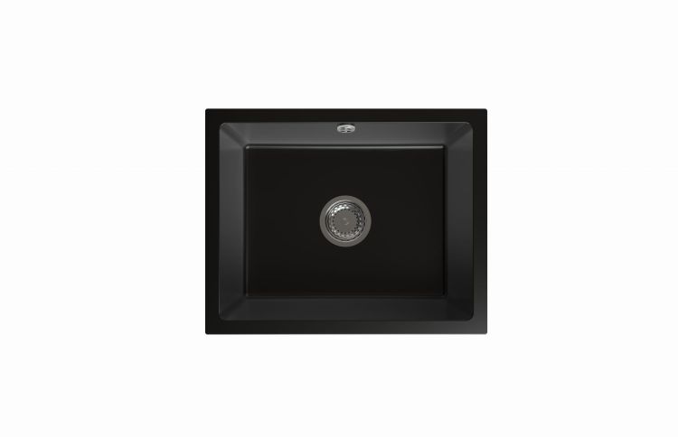 Zlewozmywak granitowy jednokomorowy 56x46 cm podwieszany Darfor DG020/P czarny