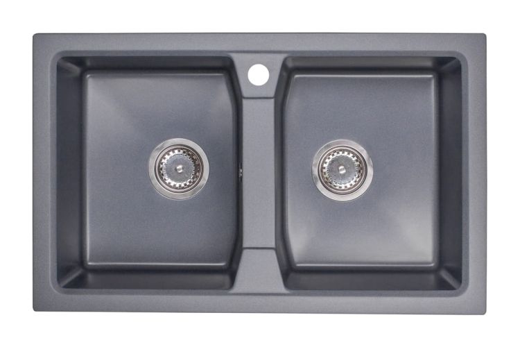 Zlewozmywak granitowy 2-komorowy 77x48 cm Darfor DG018 grafit