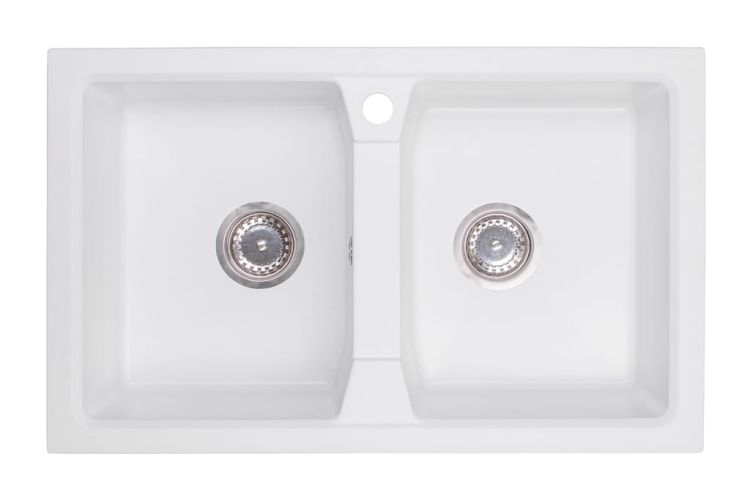 Zlewozmywak granitowy 2-komorowy 77x48 cm Darfor DG018 biały