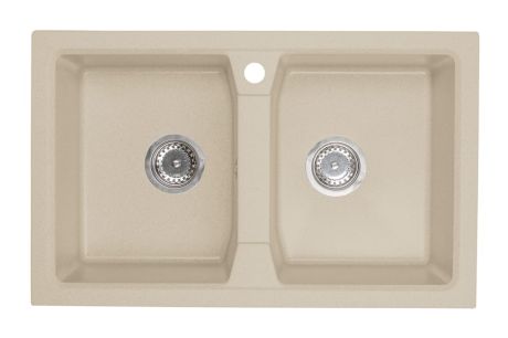Przejdź do produktu Zlewozmywak granitowy 2-komorowy 77x48 cm Darfor DG018 jasny beż