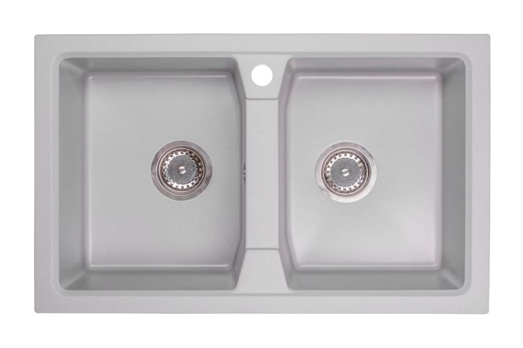 Zlewozmywak granitowy 2-komorowy 77x48 cm Darfor DG018 popiel