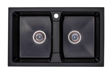 Przejdź do produktu Zlewozmywak granitowy 2-komorowy 77x48 cm Darfor DG018 czarny 