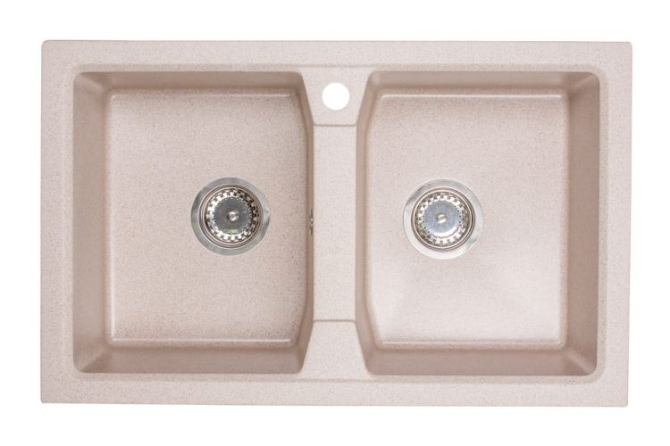 Zlewozmywak granitowy 2-komorowy 77x48 cm Darfor DG018 beż