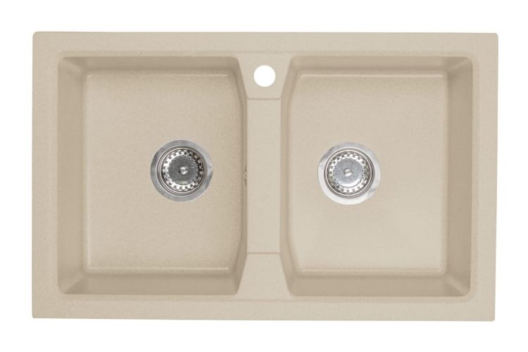 Zlewozmywak granitowy 2-komorowy 77x48 cm Darfor DG018 jasny beż