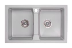 Zlewozmywak granitowy 2-komorowy 77x48 cm Darfor DG018 popiel