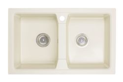 Zlewozmywak granitowy 2-komorowy 77x48 cm Darfor DG018 jaśmin