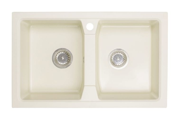 Zlewozmywak granitowy 2-komorowy 77x48 cm Darfor DG018 jaśmin