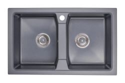 Zlewozmywak granitowy 2-komorowy 77x48 cm Darfor DG018 grafit