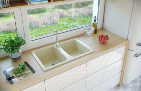 Przejdź do produktu Zlewozmywak granitowy 2-komorowy 77x48 cm Darfor DG018 jaśmin