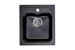 Zlewozmywak granitowy 1-komorowy 41x47 cm Darfor DG011 czarny nakrapiany