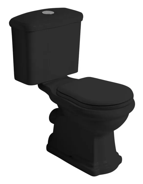 RETRO misa do kompaktu WC 38,5x72cm, odpływ pionowy, czarny mat