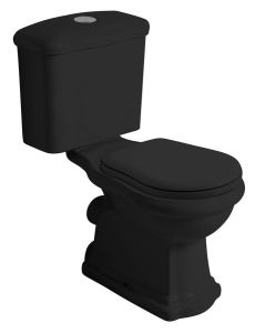 RETRO misa do kompaktu WC 38,5x72cm, odpływ poziomy, czarny mat