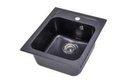 Zlewozmywak granitowy 1-komorowy 41x47 cm Darfor DG011 czarny nakrapiany