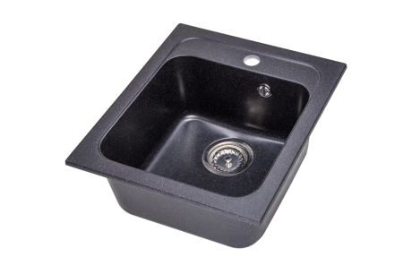 Przejdź do produktu Zlewozmywak granitowy 1-komorowy 41x47 cm Darfor DG011 czarny nakrapiany