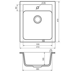 Zlewozmywak granitowy 1-komorowy 41x47 cm Darfor DG011 popiel