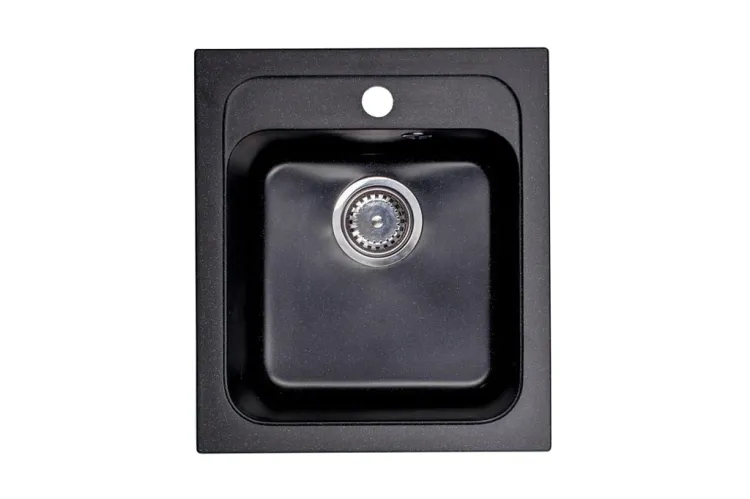 Zlewozmywak granitowy 1-komorowy 41x47 cm Darfor DG011 czarny nakrapiany