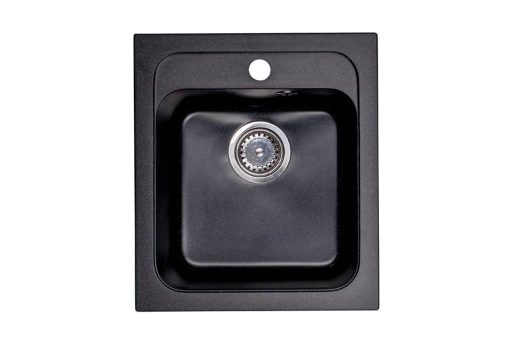 Zlewozmywak granitowy 1-komorowy 41x47 cm Darfor DG011 czarny nakrapiany