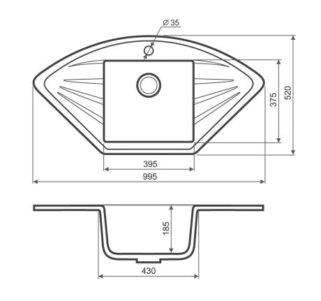 Przejdź do produktu Zlewozmywak granitowy narożny 100x52 cm Darfor DG006 popiel