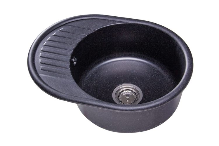 Zlewozmywak granitowy jednokomorowy 58x45 cm Darfor DG012 czarny nakrapiany