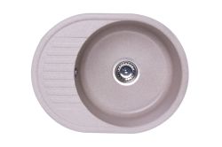 Zlewozmywak granitowy 1-komorowy owalny 58x45 cm z niewielkim ociekaczem Darfor DG012 beż