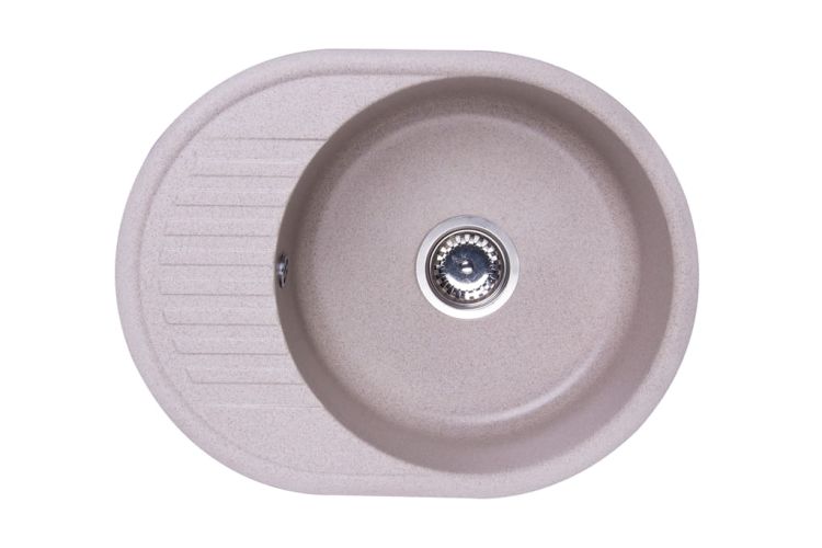 Zlewozmywak granitowy 1-komorowy owalny 58x45 cm z niewielkim ociekaczem Darfor DG012 beż