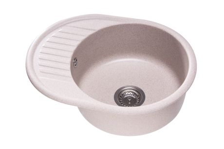 Przejdź do produktu Zlewozmywak granitowy 1-komorowy owalny 58x45 cm z niewielkim ociekaczem Darfor DG012 beż