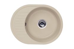 Zlewozmywak granitowy 1-komorowy owalny 58x45 cm z niewielkim ociekaczem Darfor DG012 jasny beż