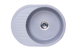 Zlewozmywak granitowy 1-komorowy owalny 58x45 cm z niewielkim ociekaczem Darfor DG012 popiel