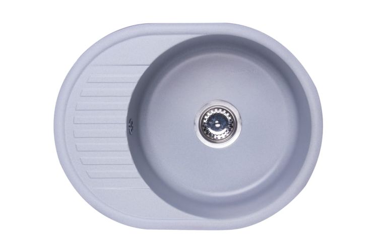 Zlewozmywak granitowy 1-komorowy owalny 58x45 cm z niewielkim ociekaczem Darfor DG012 popiel