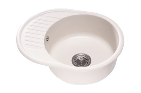 Przejdź do produktu Zlewozmywak granitowy 1-komorowy owalny 58x45 cm z niewielkim ociekaczem Darfor DG012 jaśmin