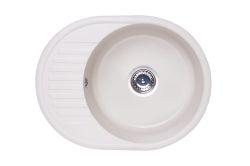 Zlewozmywak granitowy 1-komorowy owalny 58x45 cm z niewielkim ociekaczem Darfor DG012 jaśmin