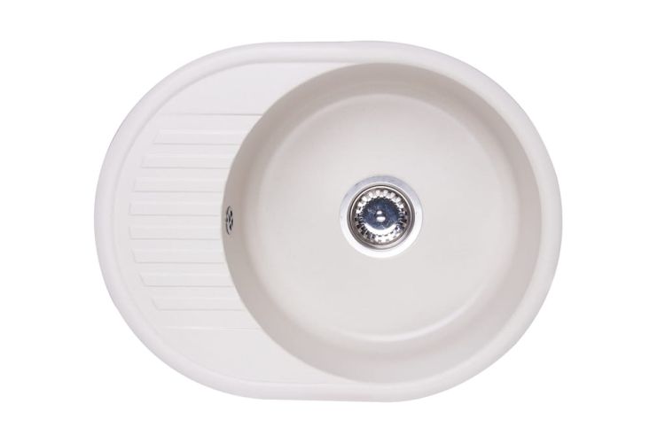 Zlewozmywak granitowy 1-komorowy owalny 58x45 cm z niewielkim ociekaczem Darfor DG012 jaśmin