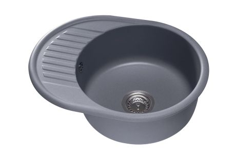 Przejdź do produktu Zlewozmywak granitowy 1-komorowy owalny 58x45 cm z niewielkim ociekaczem Darfor DG012 grafit