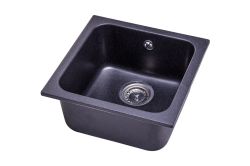 Zlewozmywak granitowy 1-komorowy 40x40 cm Darfor DG007 czarny nakrapiany