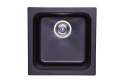 Zlewozmywak granitowy 1-komorowy 40x40 cm Darfor DG007 czarny nakrapiany