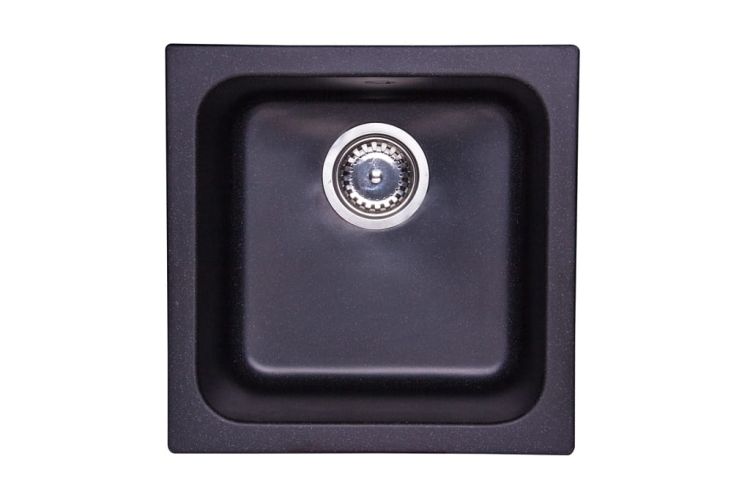 Zlewozmywak granitowy 1-komorowy 40x40 cm Darfor DG007 czarny nakrapiany