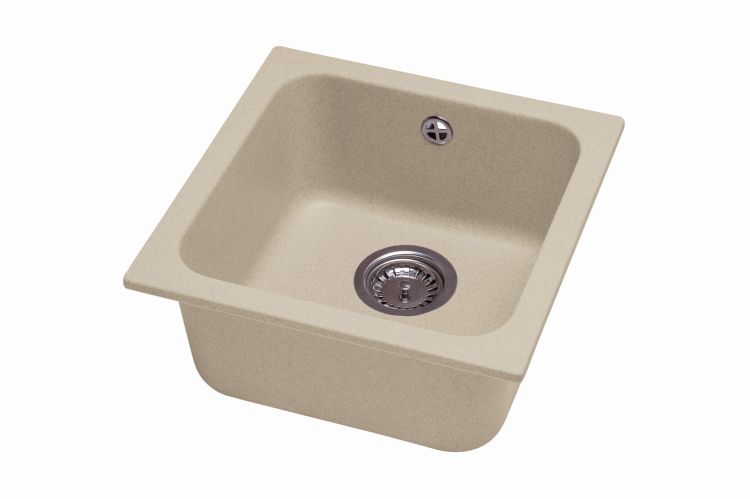 Zlewozmywak granitowy 1-komorowy 40x40 cm Darfor DG007 jasny beż