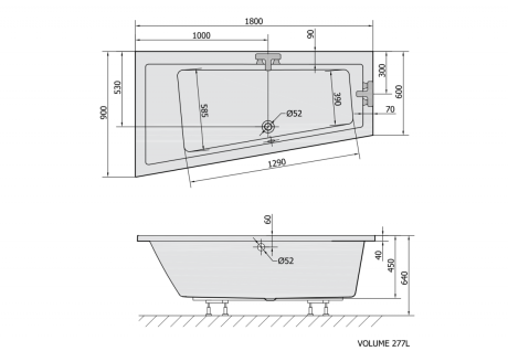 Przejdź do produktu ANDRA L wanna asymetryczna 180x90x45cm, ivory